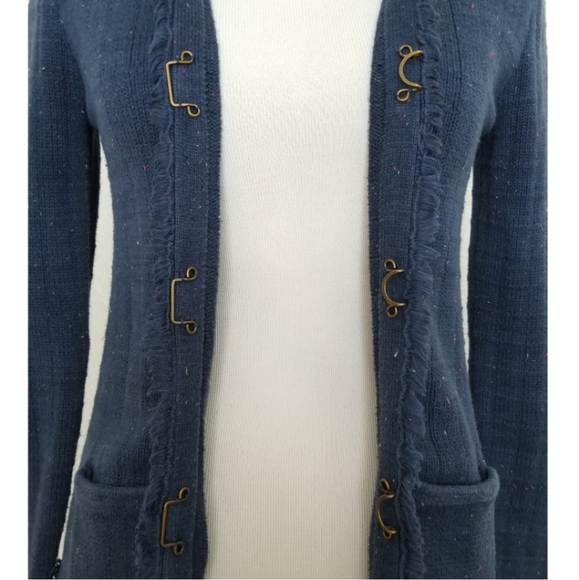 CAbi 181 Blue Dutchess Cardigan Raw Hem Small - Picture 4 of 7